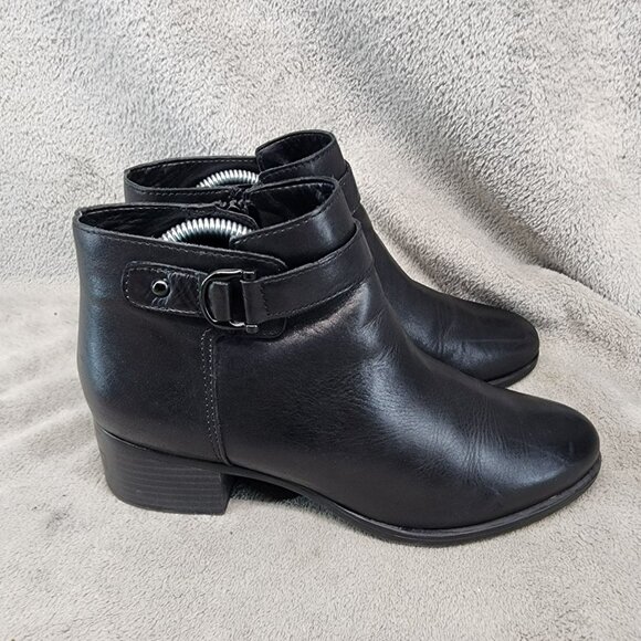 Naturalizer Shoes Womens Size 9 Drewe Black Leather Side Zip Ankle Booties - Picture 5 of 14